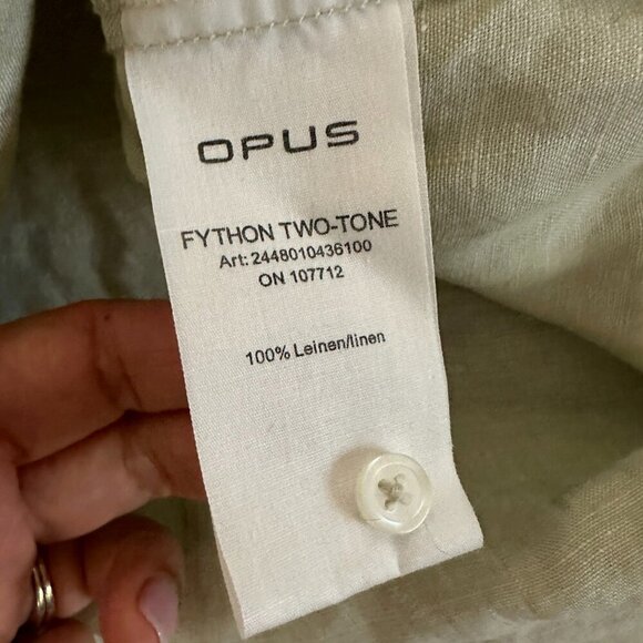 OPUS Linen Button Shirt Germany Sage Green Oversized High Quality - Picture 3 of 16
